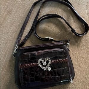 Brighton Dark Brown Croc-Embossed Crossbody Bag